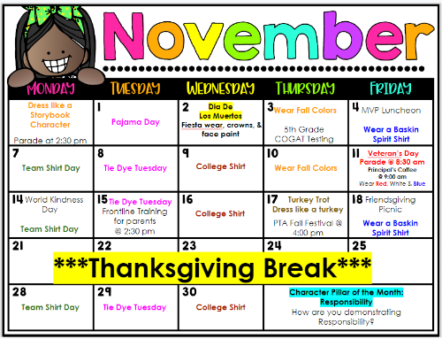 November Calendar
